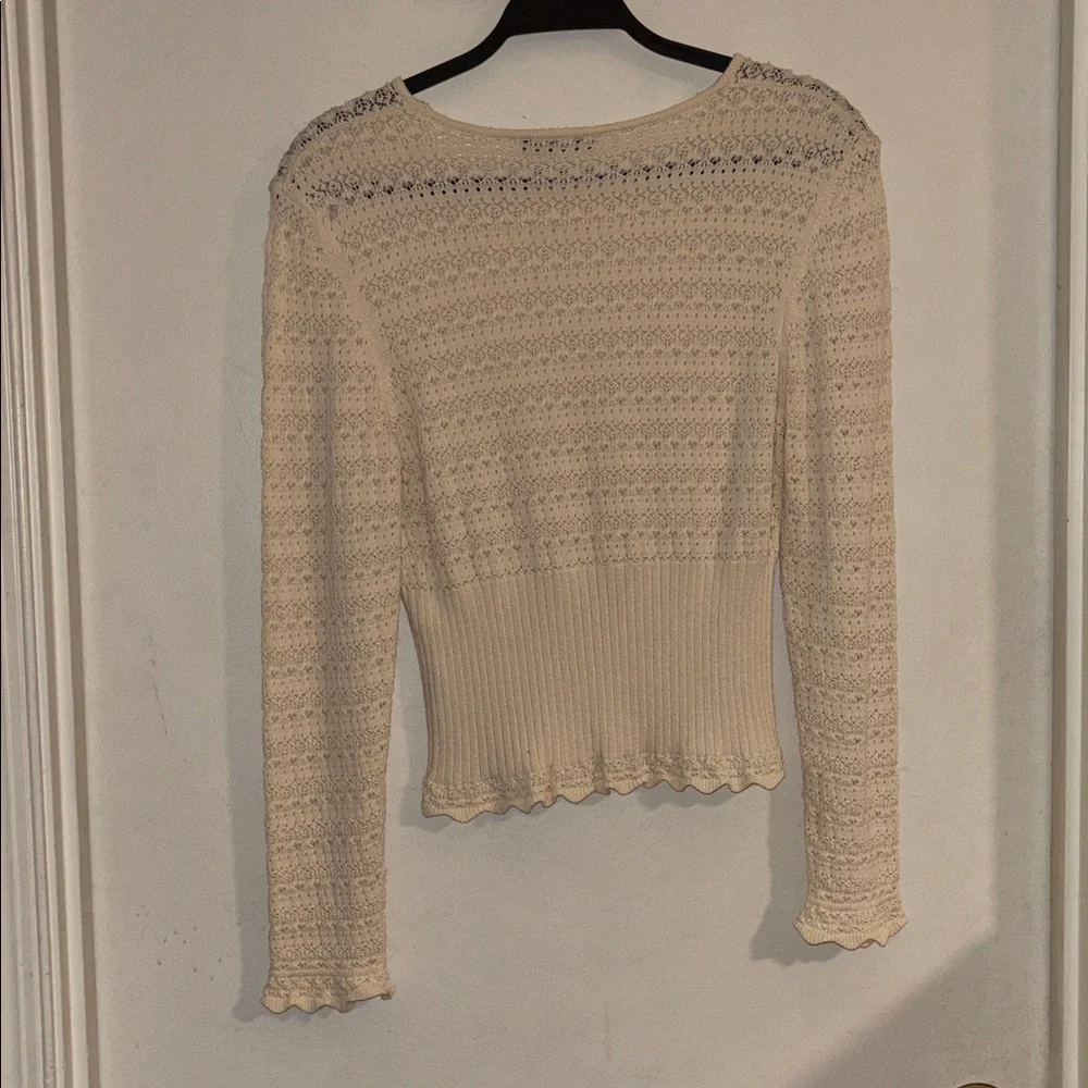 🪿 ZARA Pointelle Knit Cropped Sweater Top